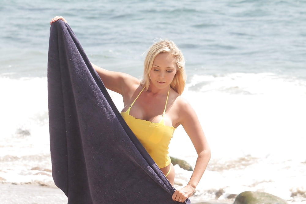 Mary Carey tiny yellow bikini onthe Malibu beach 9-19-17 (19/26)