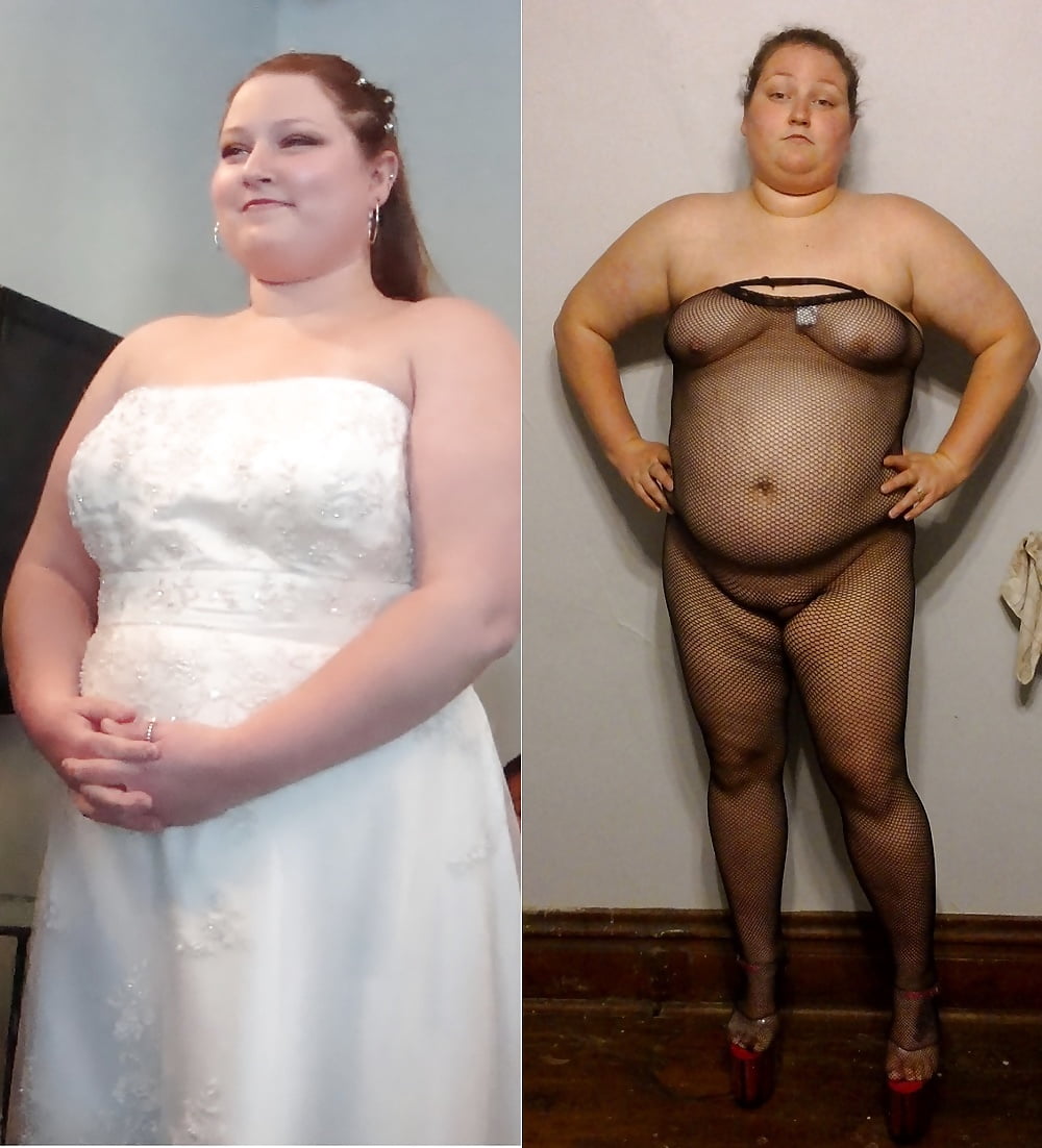 Exposed bride wedding dress slut wife Elisha before after.  (2/2)
