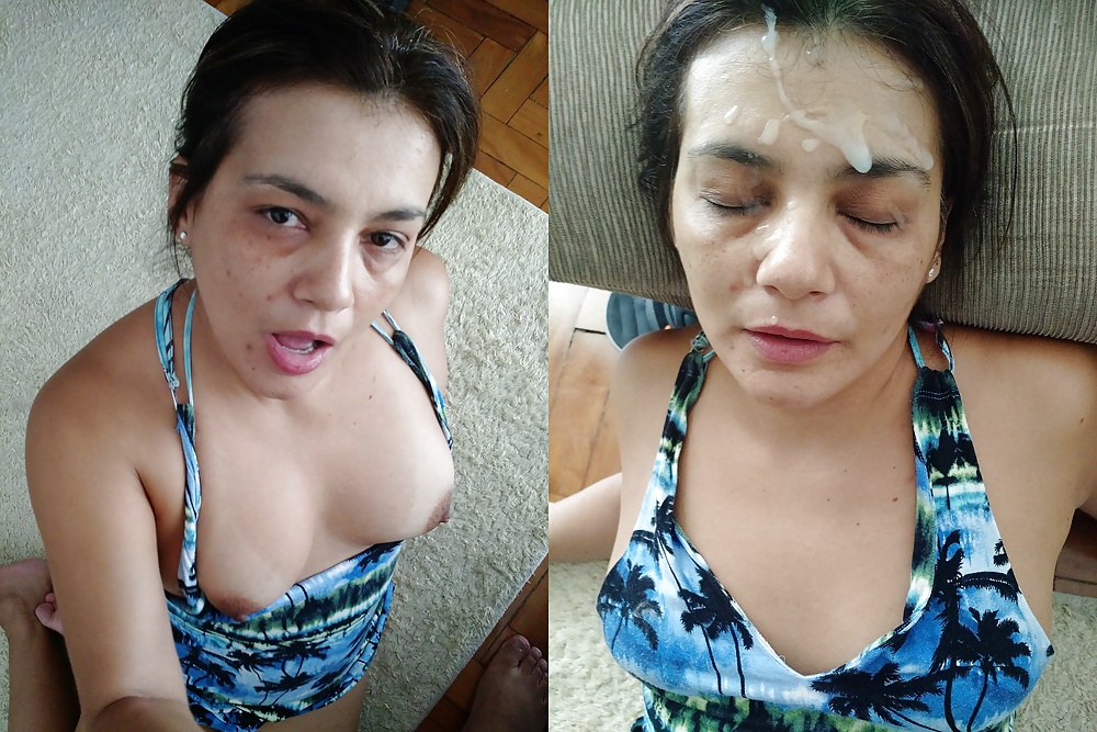 Before and after cum facial (1/14)