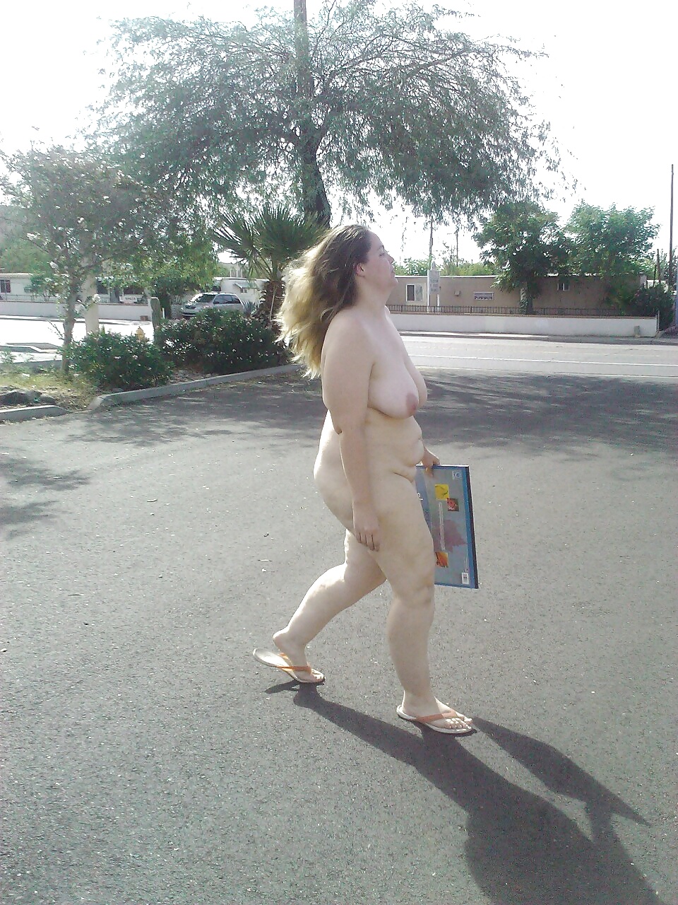 BBW Public Nudity Leaving Work Naked (7/15)