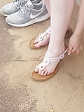 Teen with big tits beach feet, soles, stretch, toes (20)