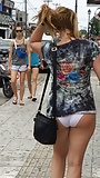 Dressed only in PANTIES and short T-SHIRT in public street! (13)