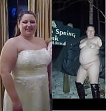 Exposed bride wedding dress slut wife Elisha before after.  (2)