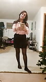 Me (Saudi Arab) in a skirt showing some leg in nylons (9)