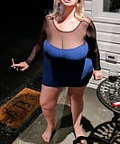 BBW wife smoking outside in sexy getup Aug 25, 2017 (6)