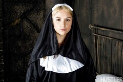 Cosplay solo girl Sara Sloane strips off nun's uniform for pornstar shoot (16)