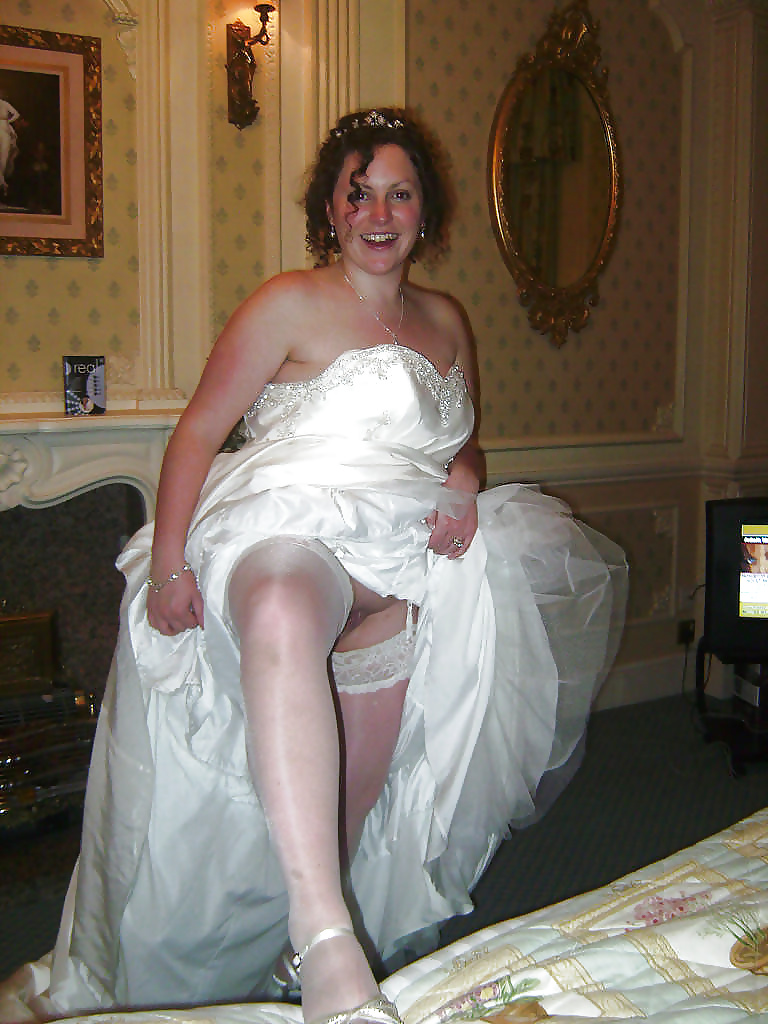 Wedding pictures of bride in lingerie upskirt topless