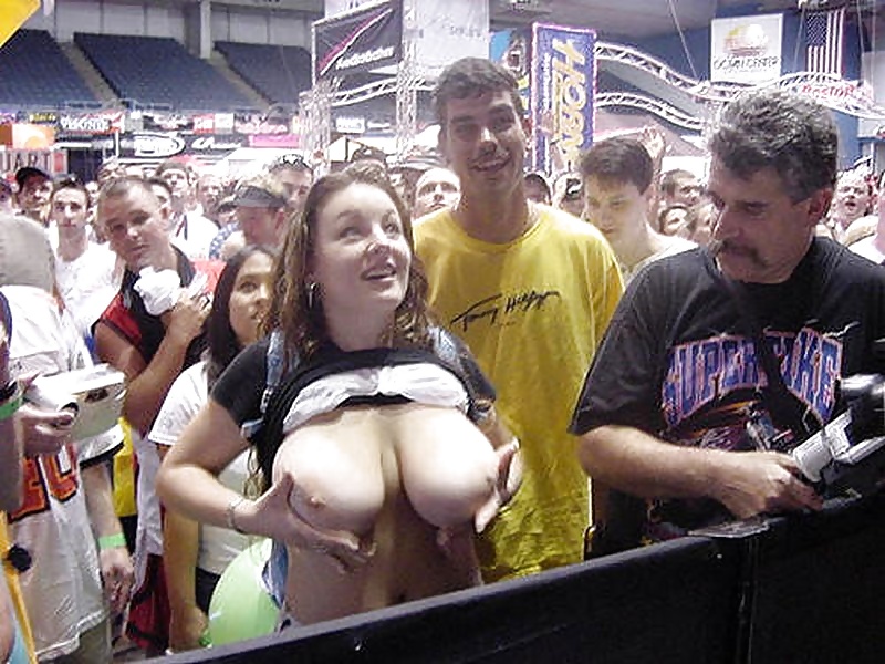 Big boobs groped public.