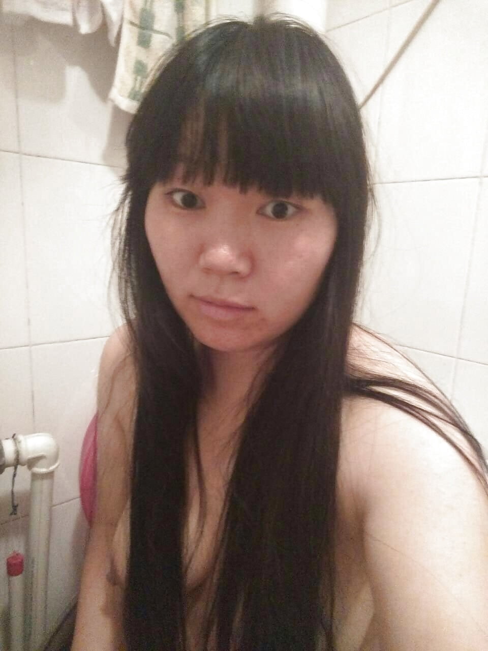 Chinese wife's thick friend gets naked in the bathroom  (1/6)