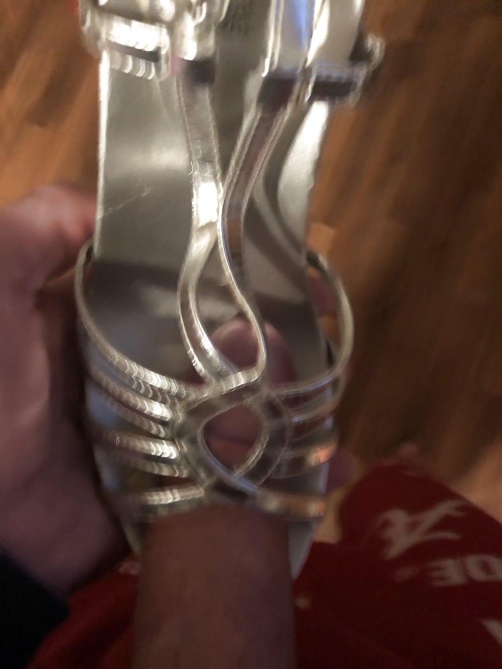 Fucking neighbors silver strappy heels (9/9)