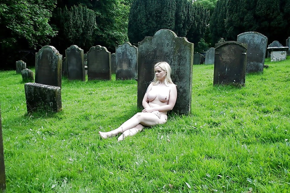 a busty blonde stranger mocking our fam grave (1/4)