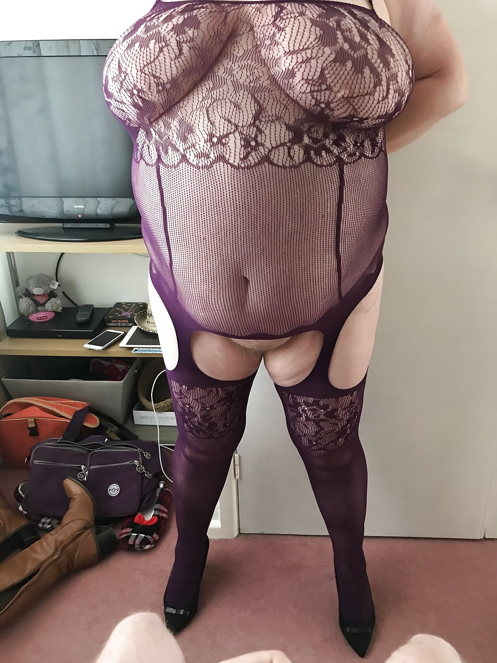 My BBW Wife in a body stocking (8/17)