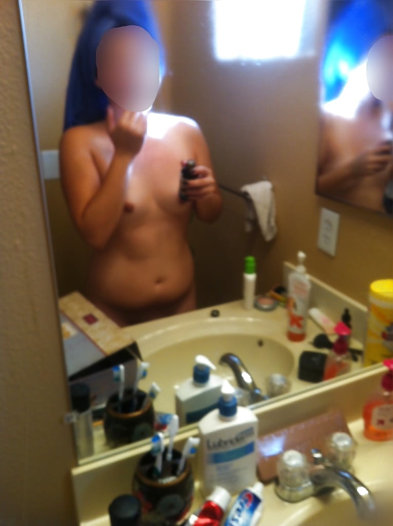 Young latina wife caught naked in bathroom (1/6)