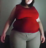 My Monster Tits & Hips Under a Tight Red Shirt & Tight Pants (1)