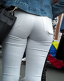 Teen ass & butt in white tight jeans  (33)