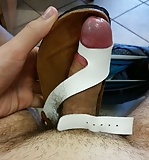 fuck_cum_white_worn_tight_toeloop_sandals (1/7)