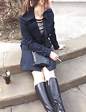 Casual smoking in knee high boots (2)