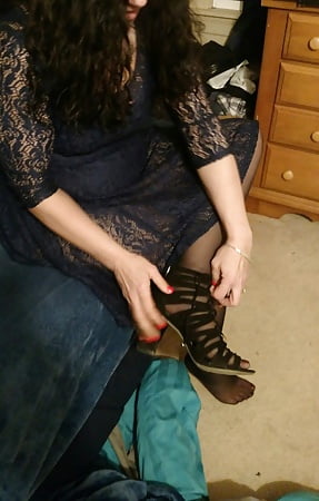 Hot wife in Sexy Dress, Stockings and Heels (3)
