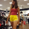 Candid voyeur hot tight teen yellow shorts shopping (13)