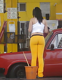 Bubble Butt Argentinan Teen in Leggings at Gas Station (7)