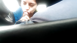 Latina friend giving me a blowjob in my car hidden cam (10)