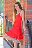 Adorable teen with small boobs Carmen doffs her red dress and flaunts her body (20)