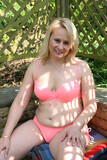 Mature blonde Michelle F takes off her bikini & teases fully naked outdoors (21)