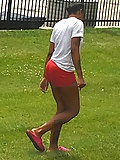 Ebony amazing tight pantie line in tight red shorts   (3/5)