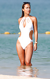 Myleene Klass Tight White Swimsuit. (16)