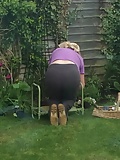 Wife in the garden showing thong (1)